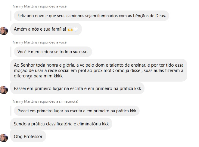 Captura de depoimento sobre aprovação em primeiro lugar